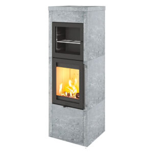 Poêle à bois Lotus QM40 Pierre Ollaire avec four de cuisson chez Poêle & Ambiance sur Valence (Drôme Ardèche)