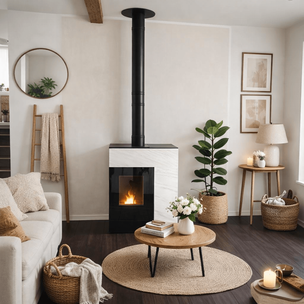 Installation d’un poêle à granulés Rika Domo à Annonay (Ardèche)