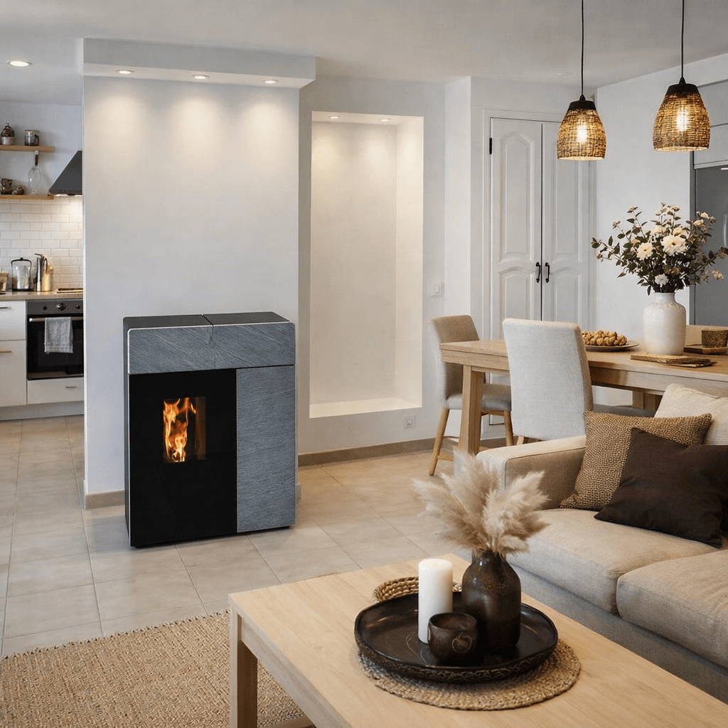 Installation d’un poêle à granulés Rika Domo à Saint-Peray (Ardèche)